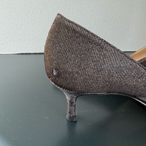 Manolo Blahnik Lurex Glitter Gold Metallic Pointed Kitten Heel Size 40 9.5 Party - Picture 10 of 15